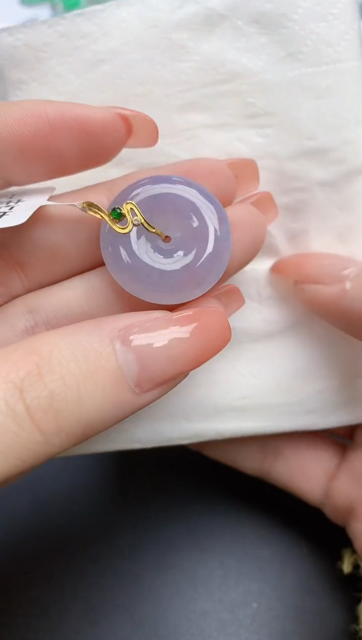 【闪购商品】翡翠颈饰18K金镶嵌天然缅甸翡翠A货