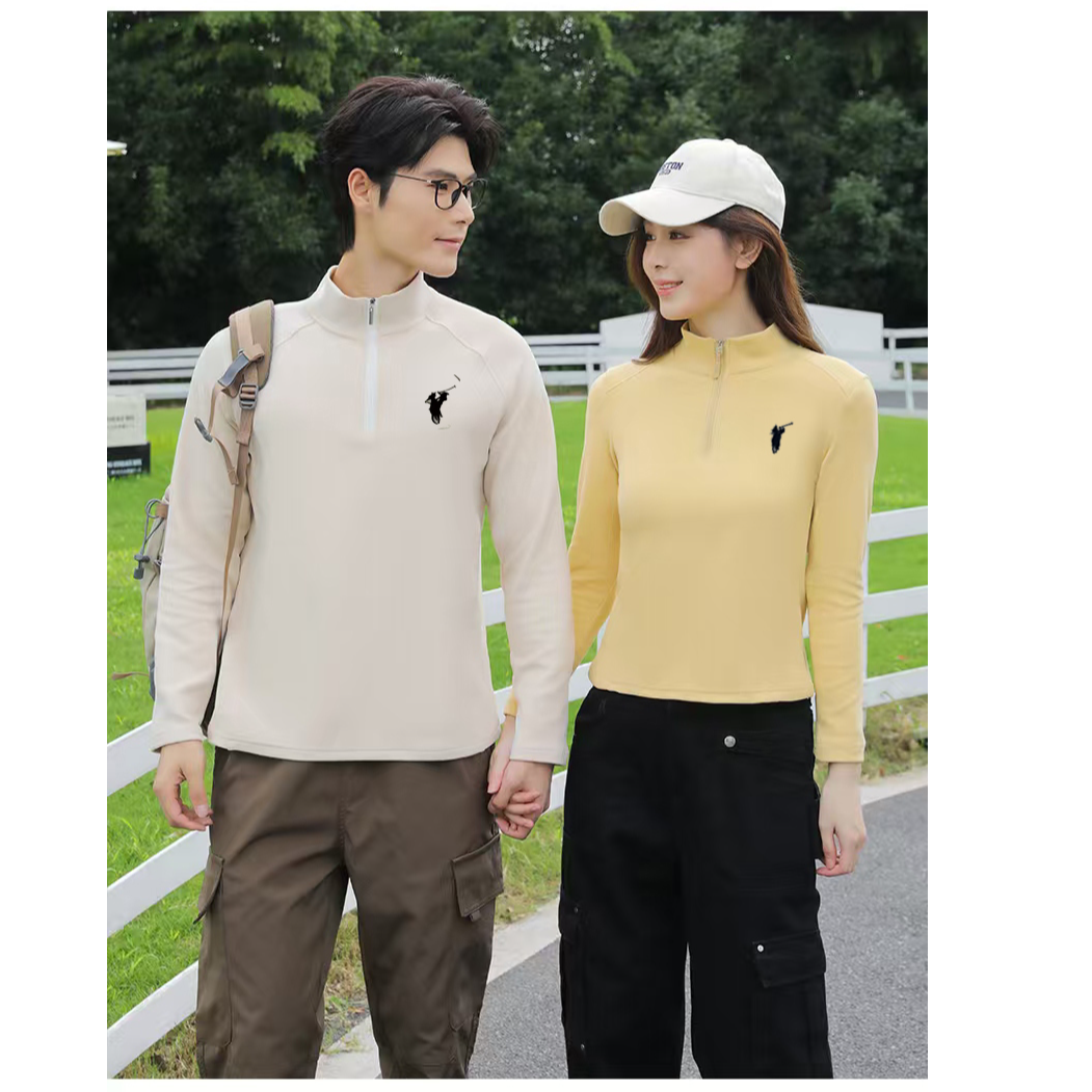 热能软壳半拉链长袖刺绣工艺男款女款百搭户外运动蓄能储热长袖