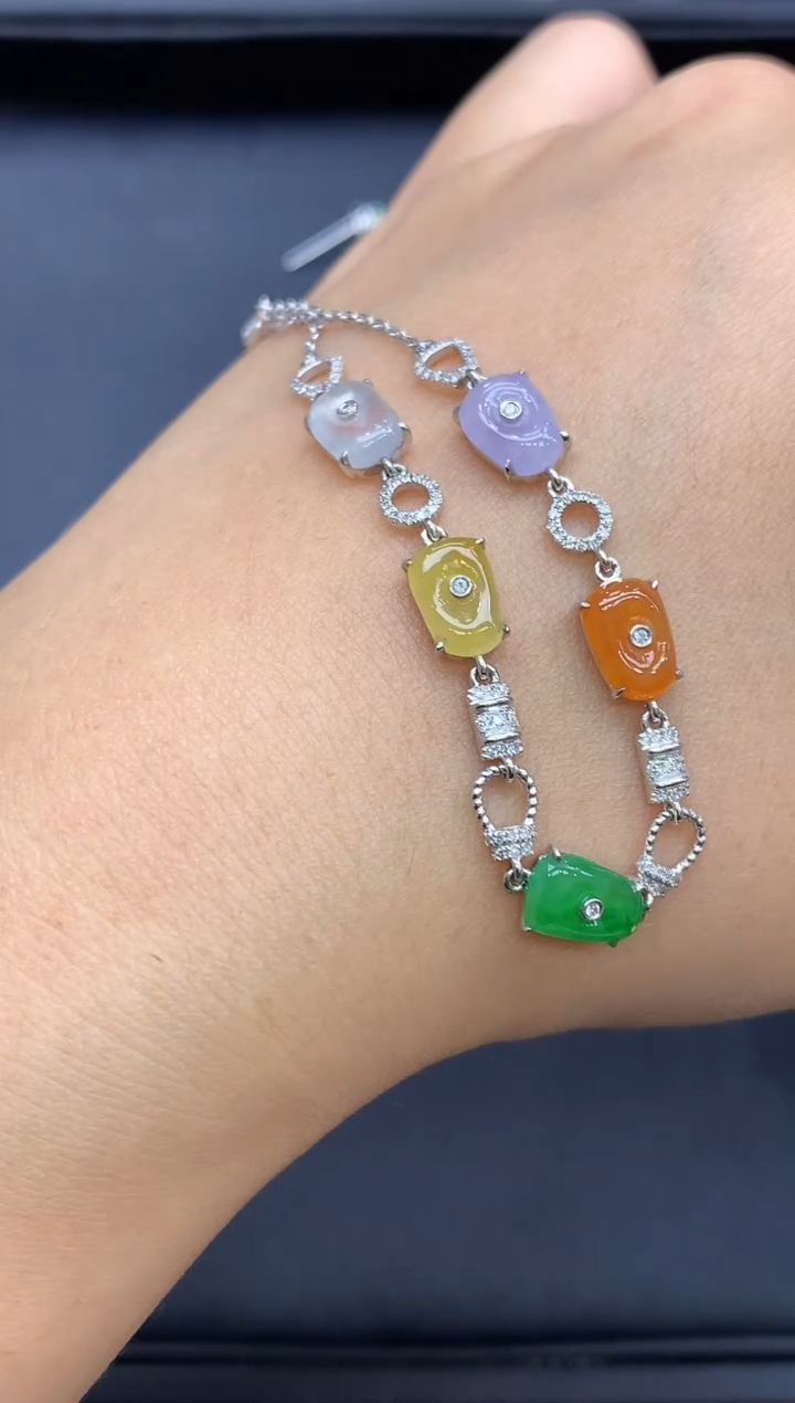 18K金镶嵌手链翡翠554-中国好珍宝