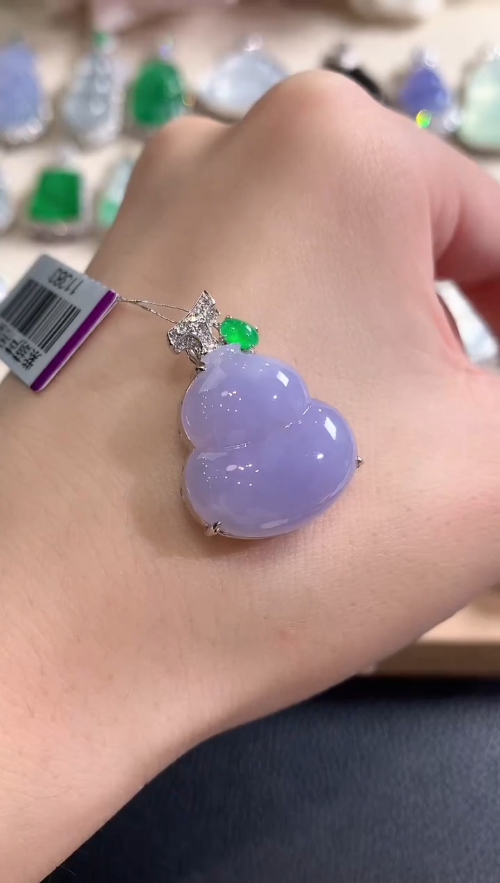 吊坠(不含链)18K金镶嵌翡翠冬日珠宝W41紫货有色差