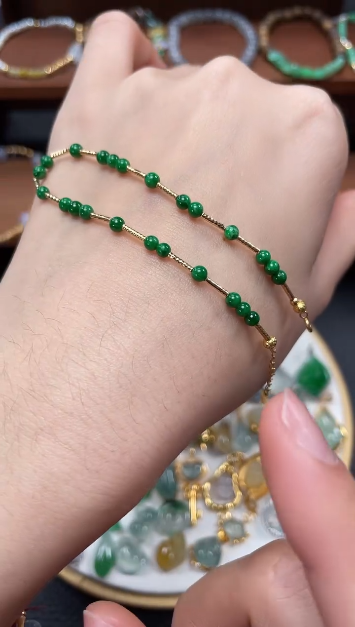 【闪购商品】翡翠套链18K金镶嵌一个  JK721