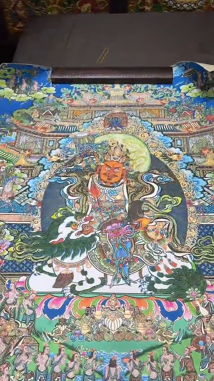 卷轴画【主播精品】高端卷轴画——唐卡AA7八马财神