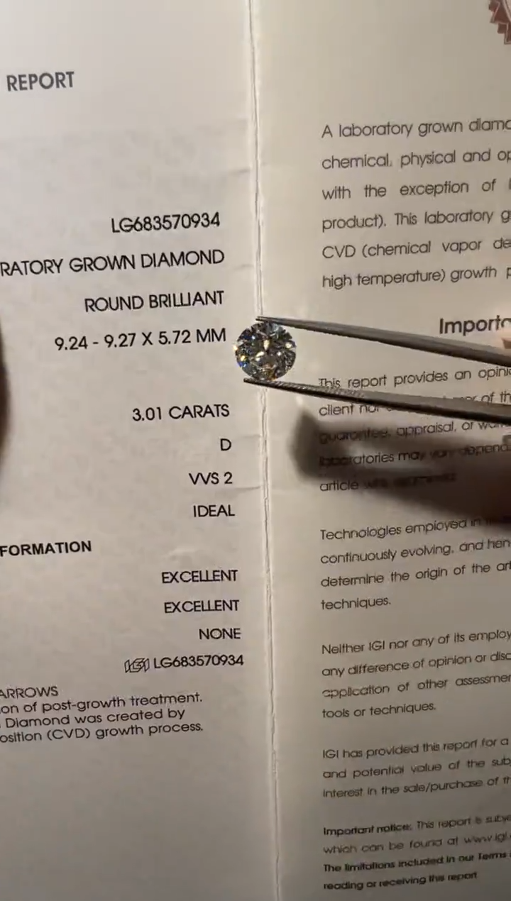 裸石合成钻石LG0934   3.01ct