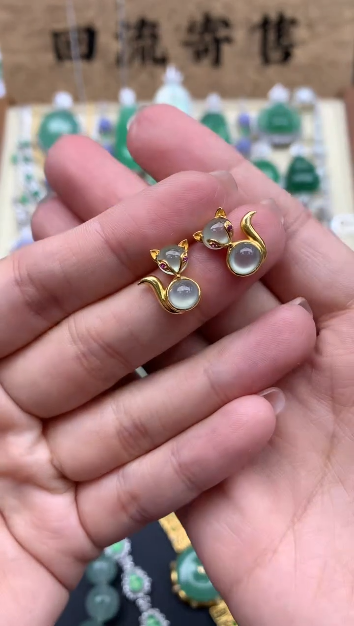 【闪购商品】翡翠耳饰18K金镶嵌296-中国好珍宝