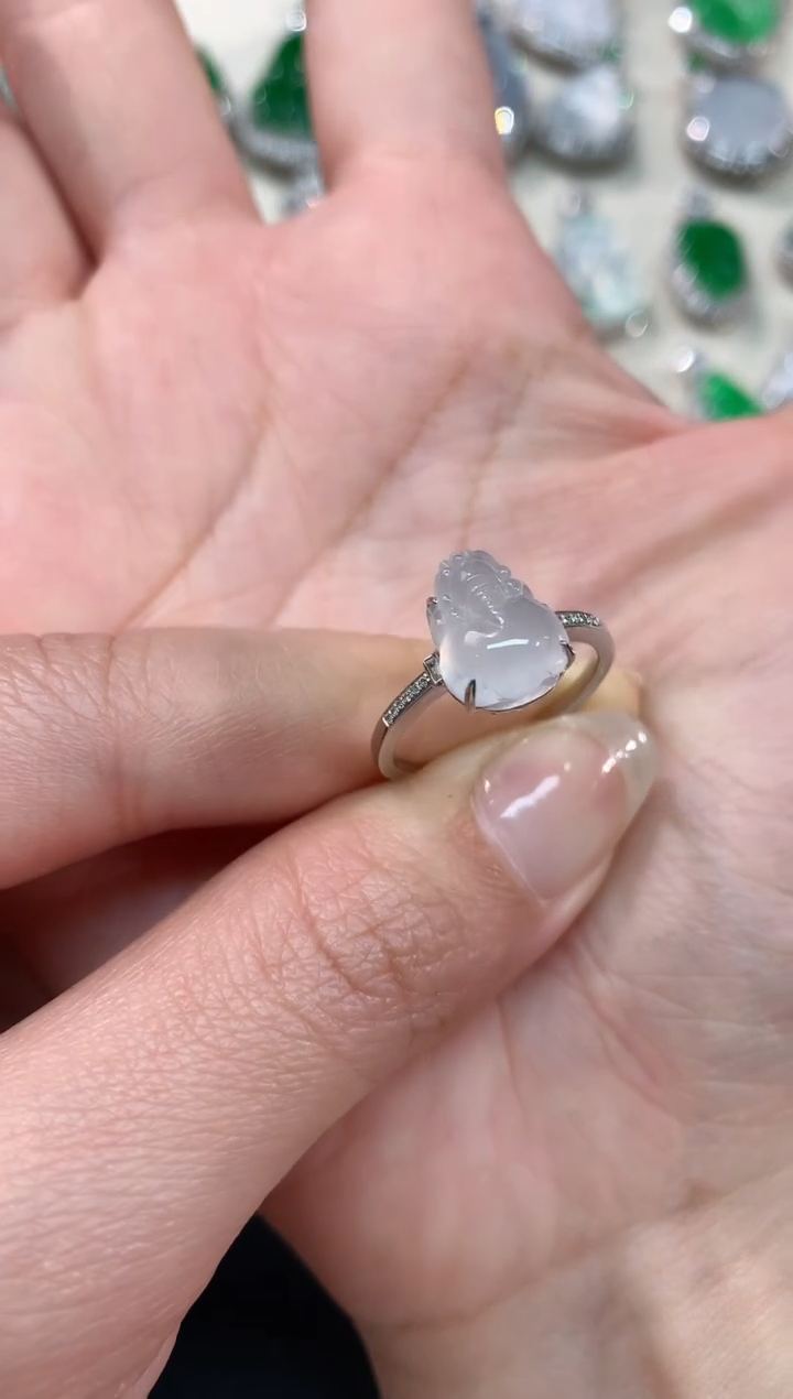 【闪购商品】翡翠戒指18K金镶嵌戒指A193|1980