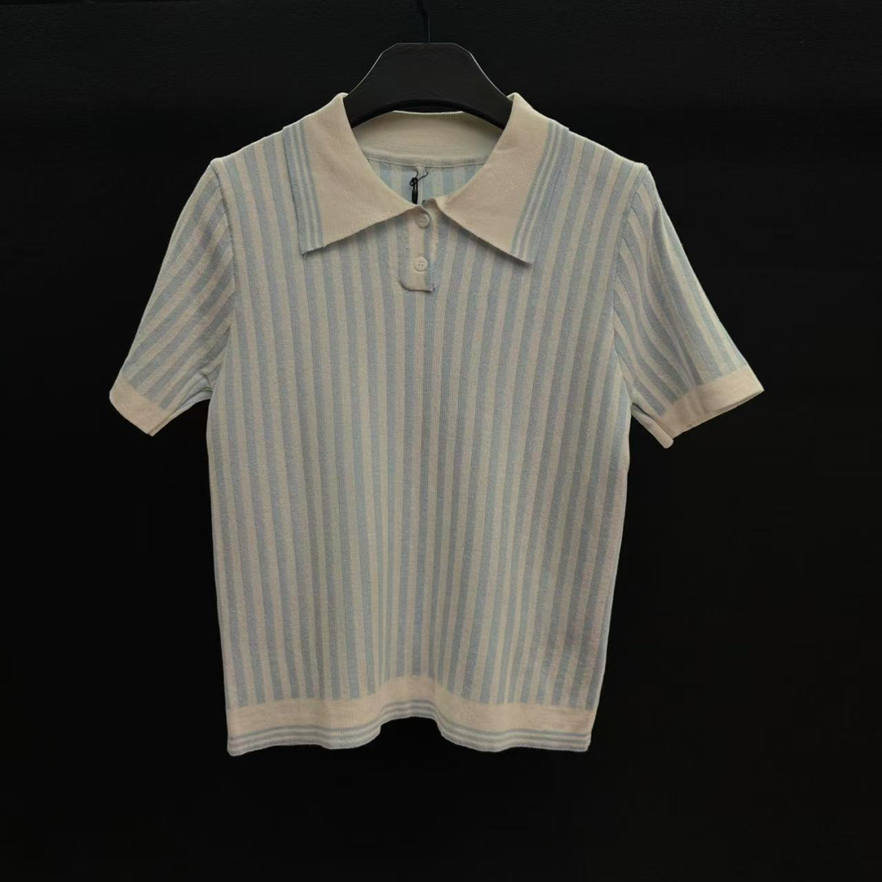 百搭女士夏季女士短款抽褶T恤短袖时尚POLO领  7-TX-11