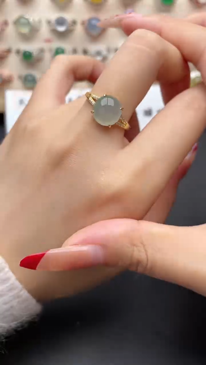 【闪购商品】翡翠戒指银S925镶嵌一物一证一礼盒