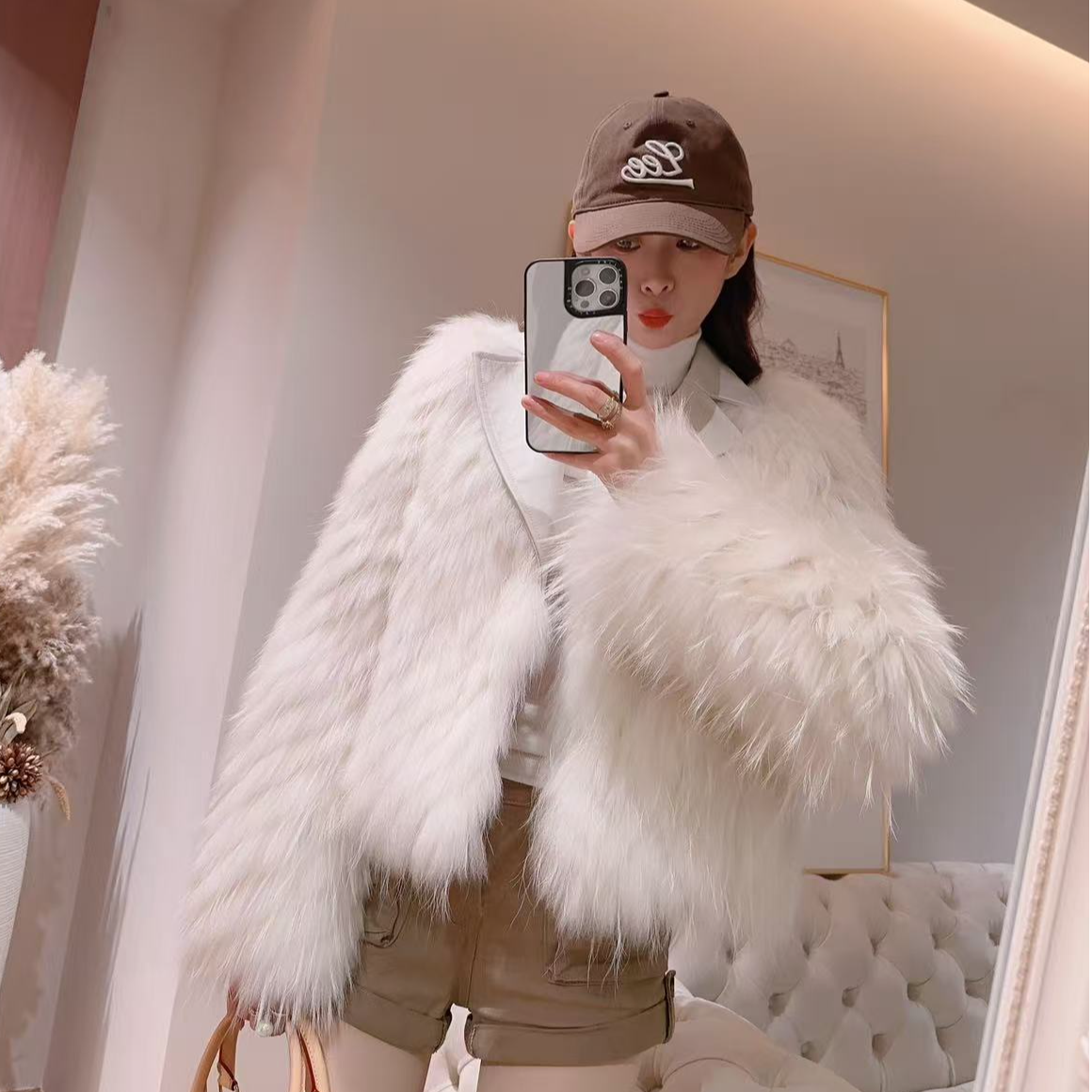 【LACUS  MA】冬季设计师原创新款貉子毛鹅绒皮草时尚女装大衣