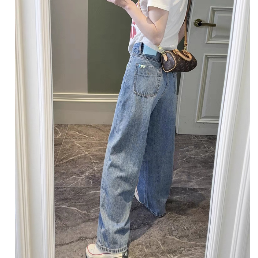 SU【900】花65 愫燕 MWMA窄版显瘦阔腿裤2025春季新款刺绣蓝