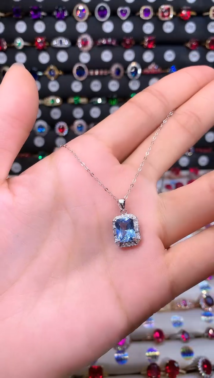 【闪购商品】蓝宝石颈饰银S925镶嵌79