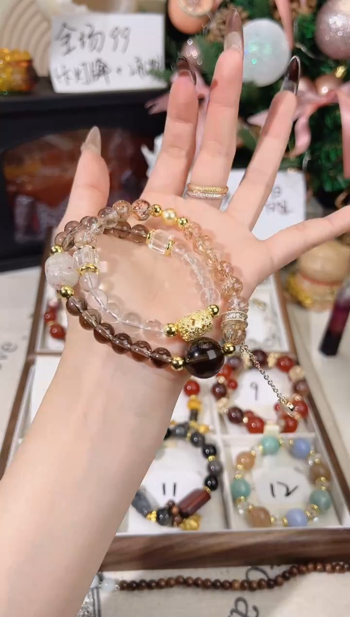 未镶嵌手链水晶金箔双圈