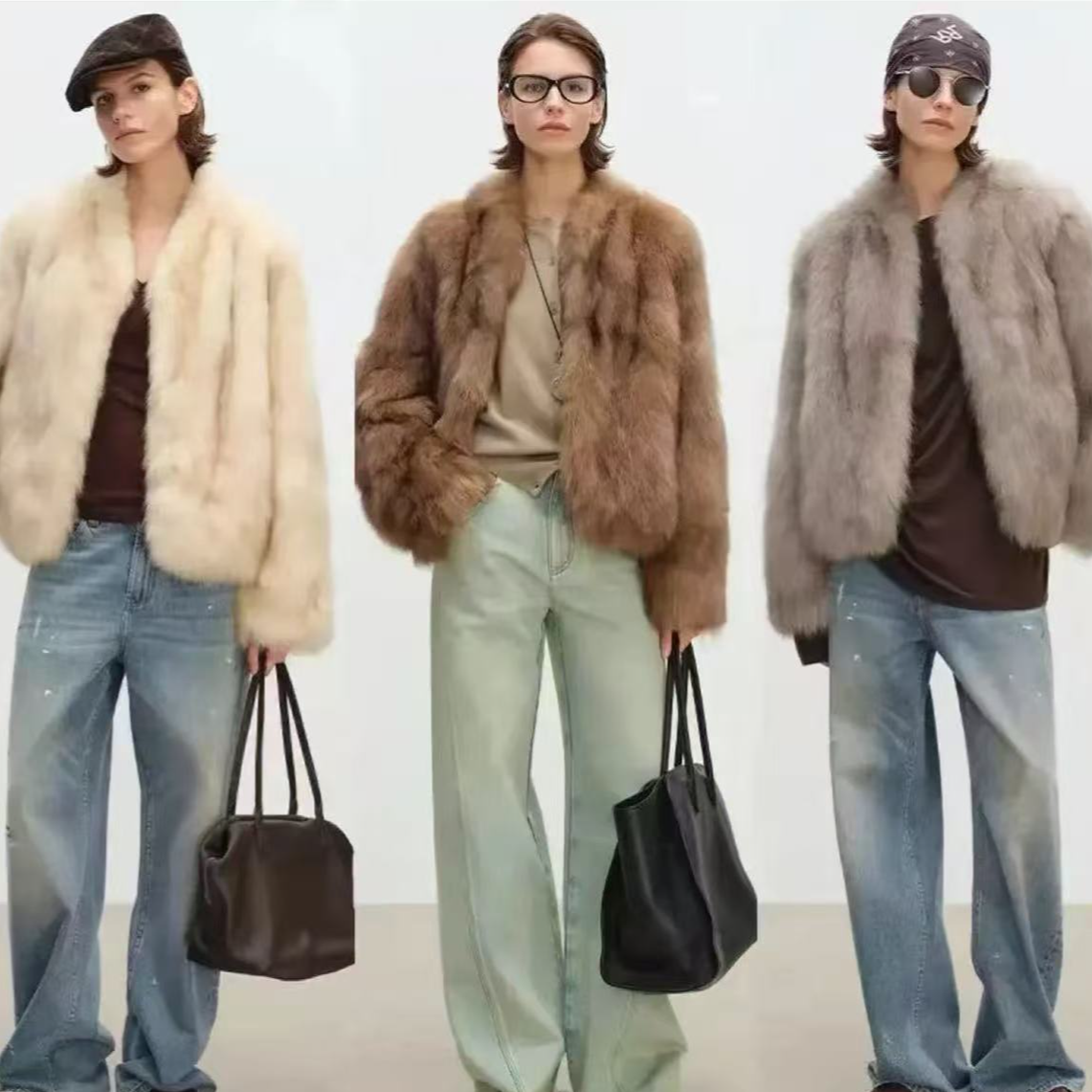 【霜华映月】2025秋冬新款毛绒外套琥珀色富家女短款保暖显瘦美拉德