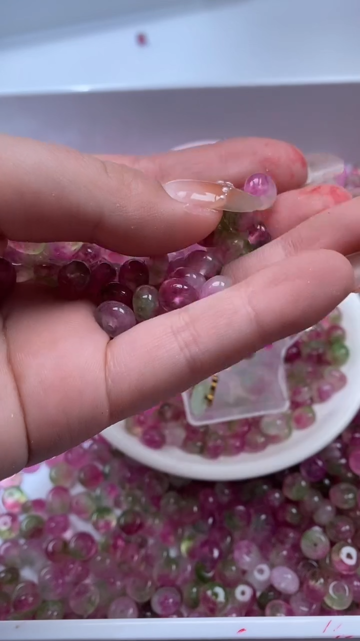 颈饰未镶嵌水晶W3275-西瓜碧玺算盘8*5mm*25颗