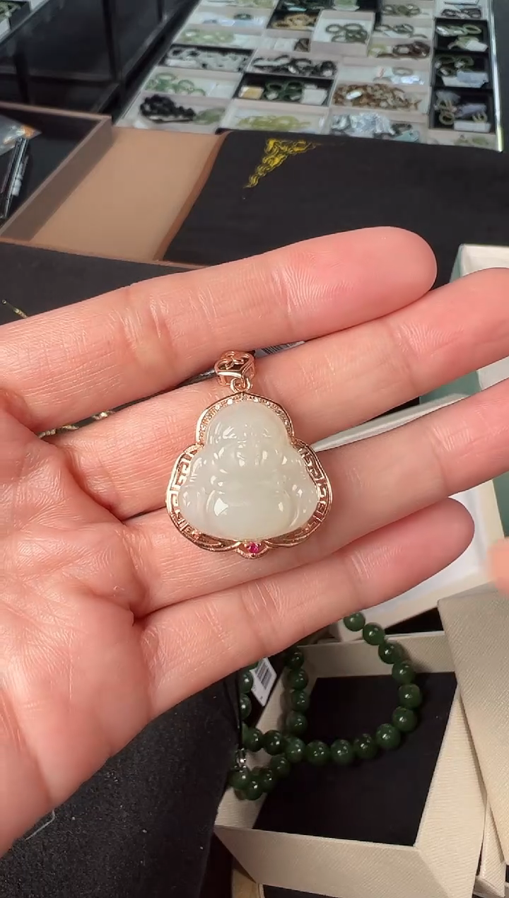 吊坠(不含链)银S925镶嵌和田玉多样性发1