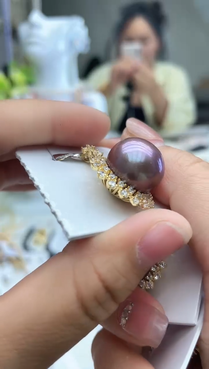 未镶嵌淡水珍珠珍珠紫色大珠吊坠     15mm