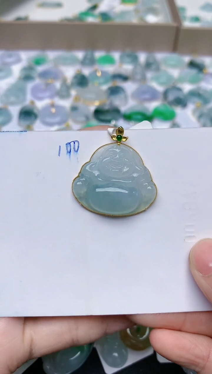 【闪购商品】翡翠颈饰18K金镶嵌天然翡翠A货