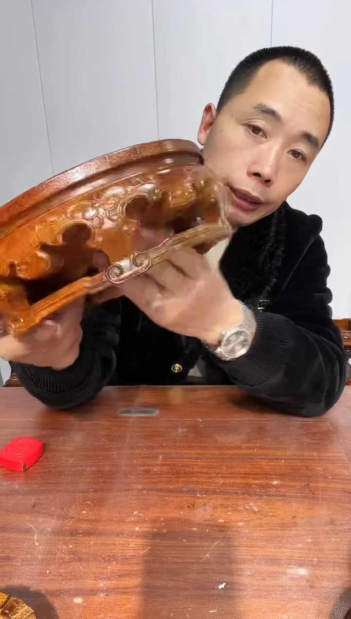 木老花整木雕刻圆形20*22*8