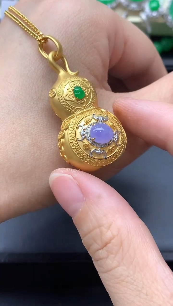 颈饰18K金镶嵌翡翠722-中国好珍宝