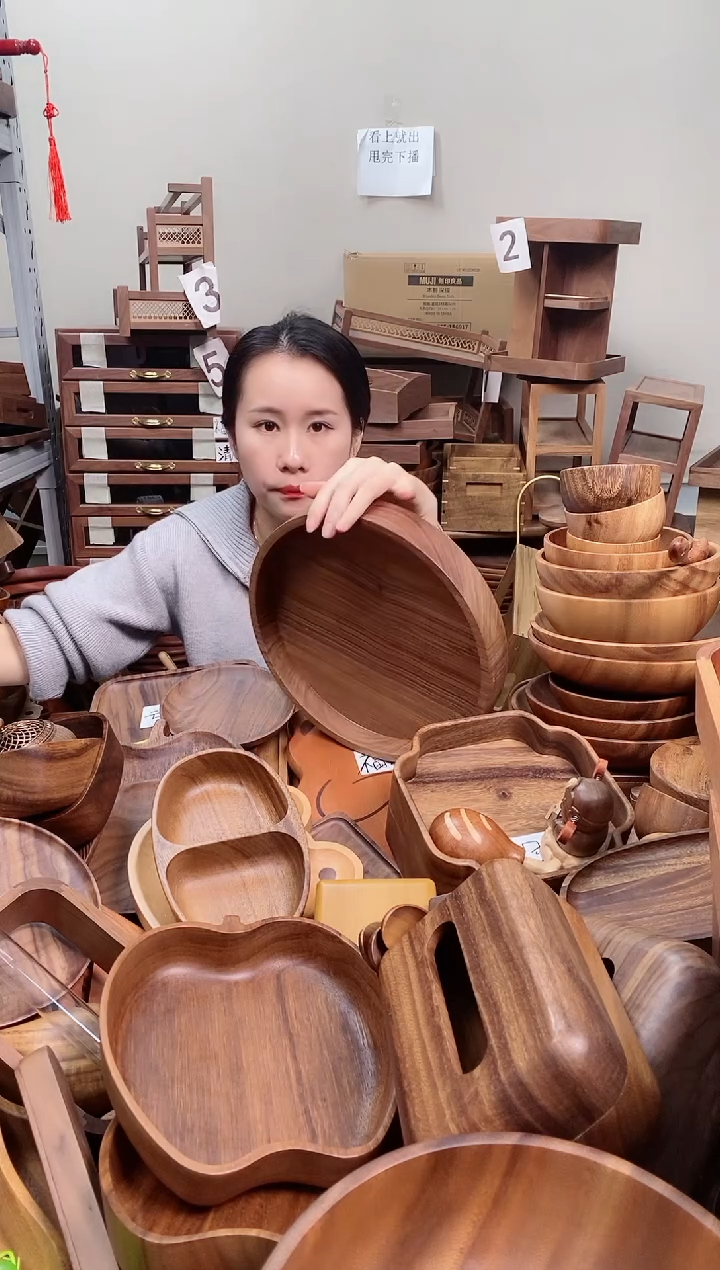木   北美黑胡桃木圆砵28*4cm   A