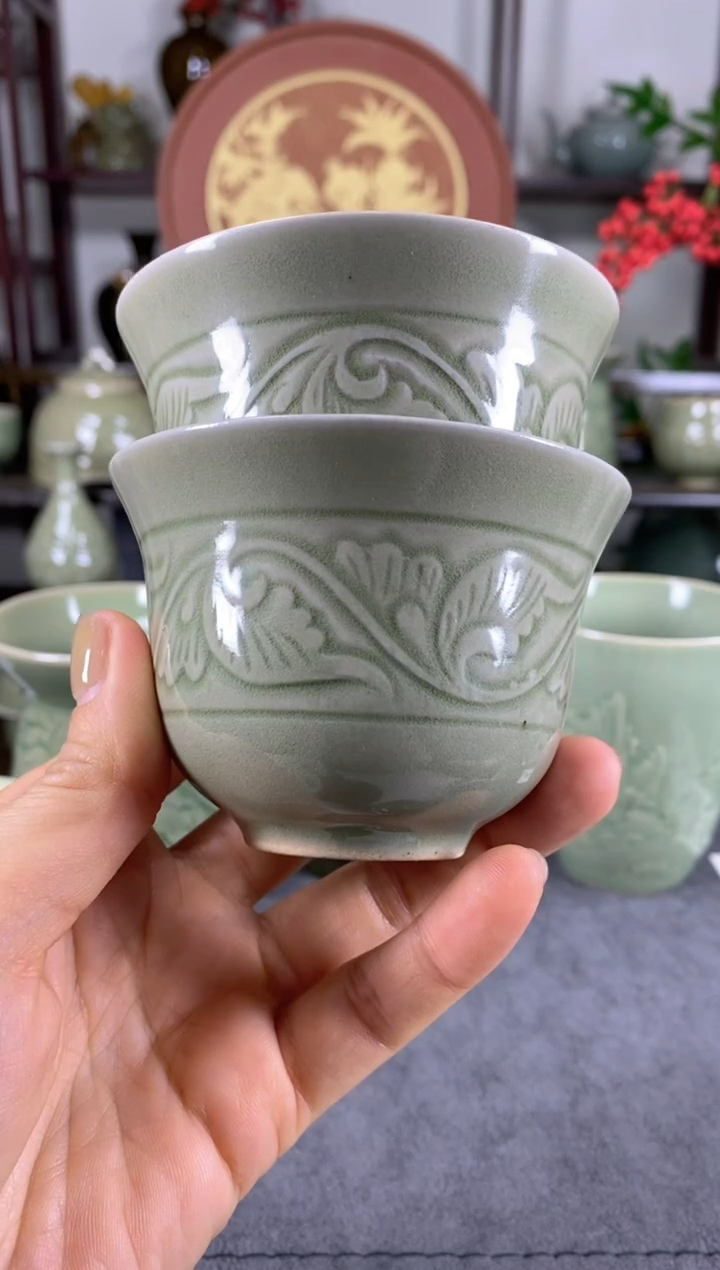 微瑕处理 【窑变】卷草纹主人杯2个