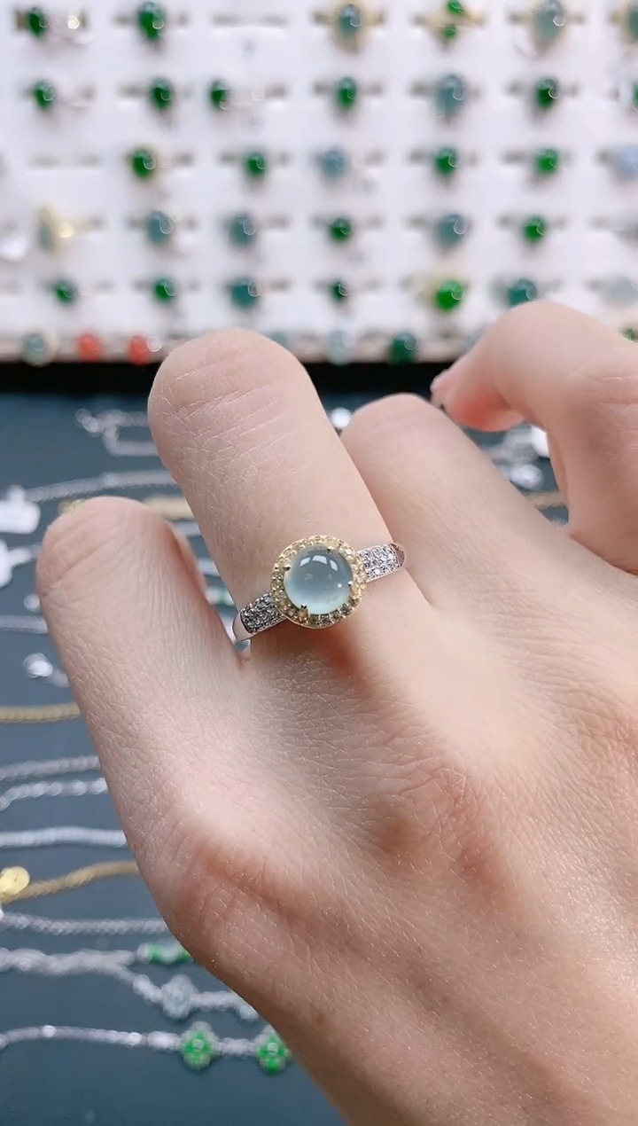 【闪购商品】翡翠戒指银S925镶嵌天然翡翠