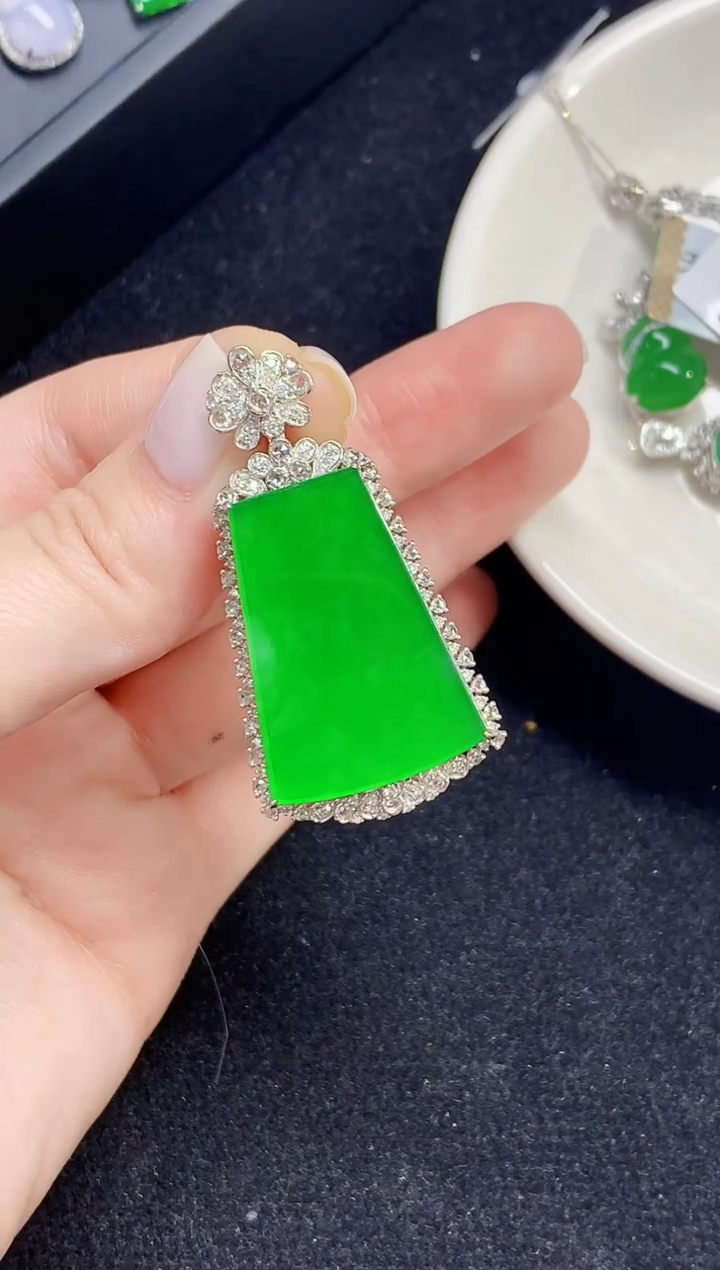 吊坠(不含链)18K金镶嵌翡翠CY多样性发其一