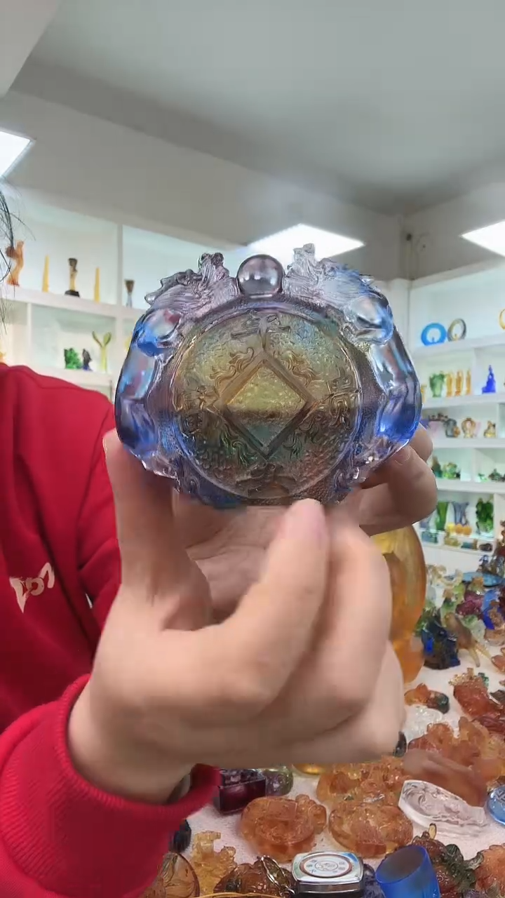 手工艺品琉璃双龙支架