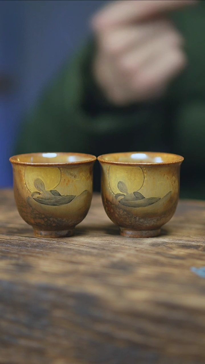 【闪购商品】323324景德镇手绘无相佛窑变对杯