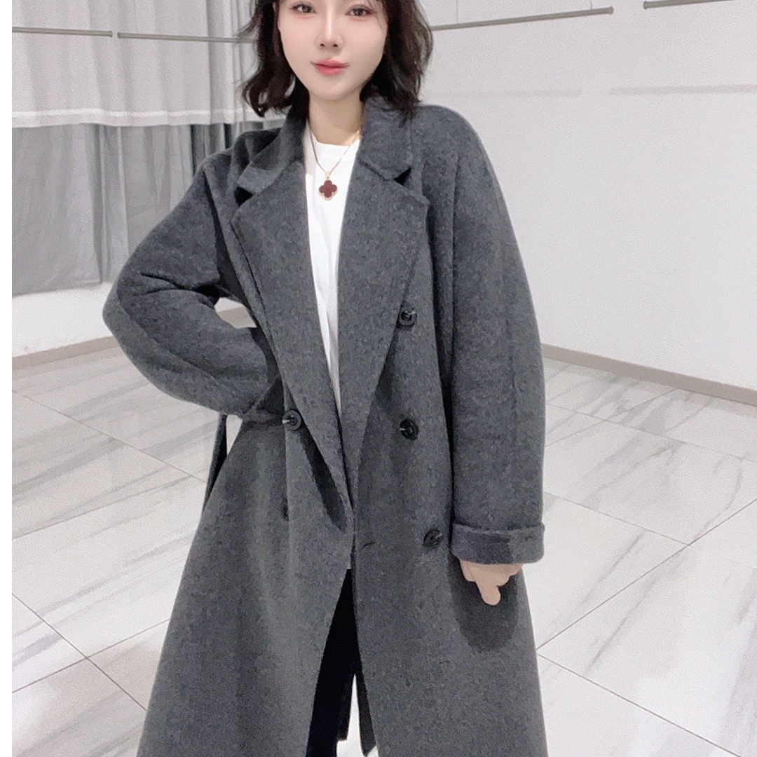 （9511）鄂市产地  西装领双排6扣斜插口袋后开叉长款百搭外套