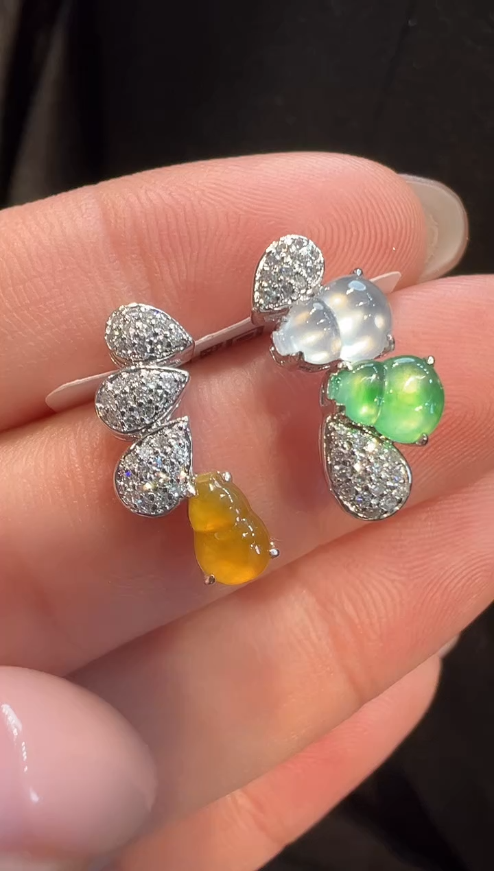 18K金镶嵌翡翠耳饰AL6