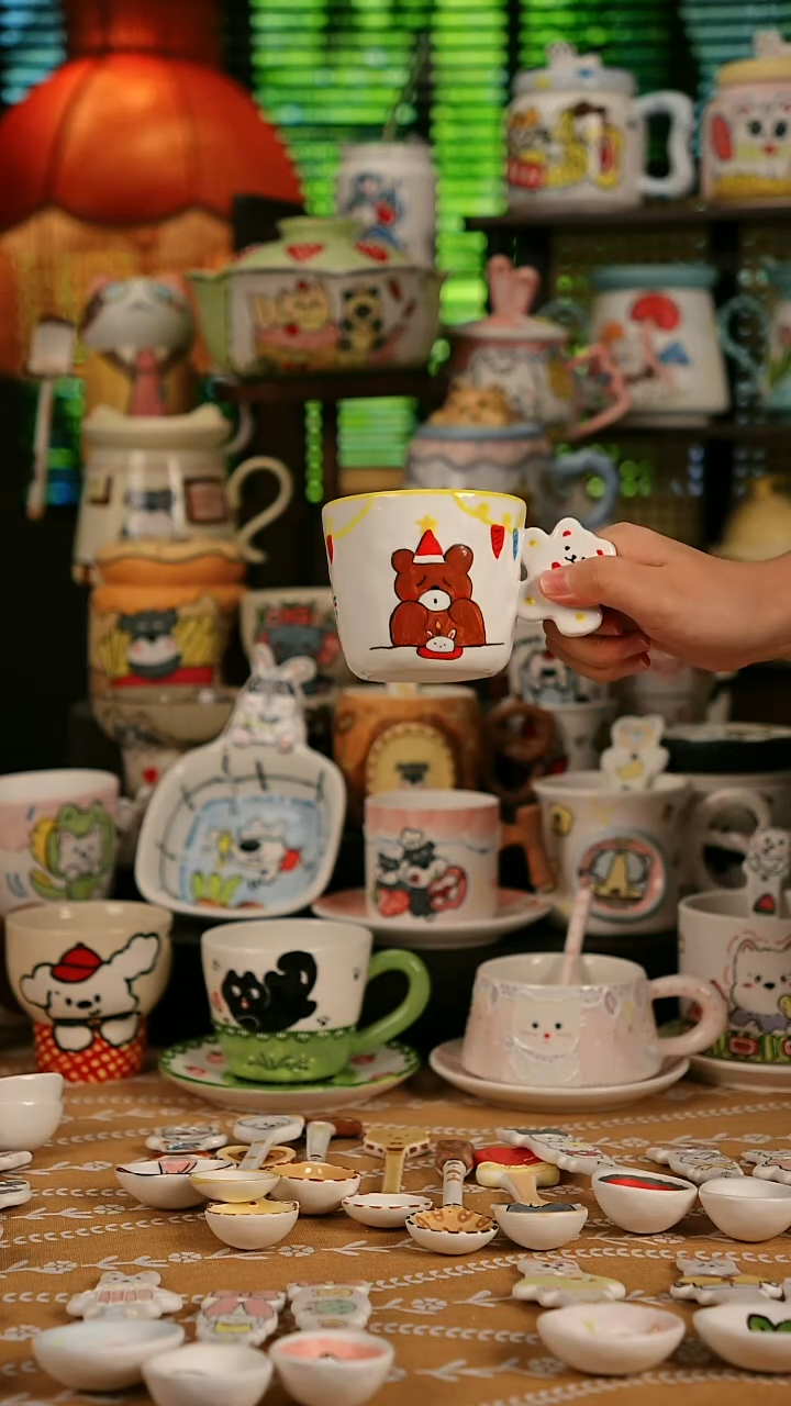 陶瓷无盖款景德镇时光绘馆创意手绘高温釉下彩陶瓷