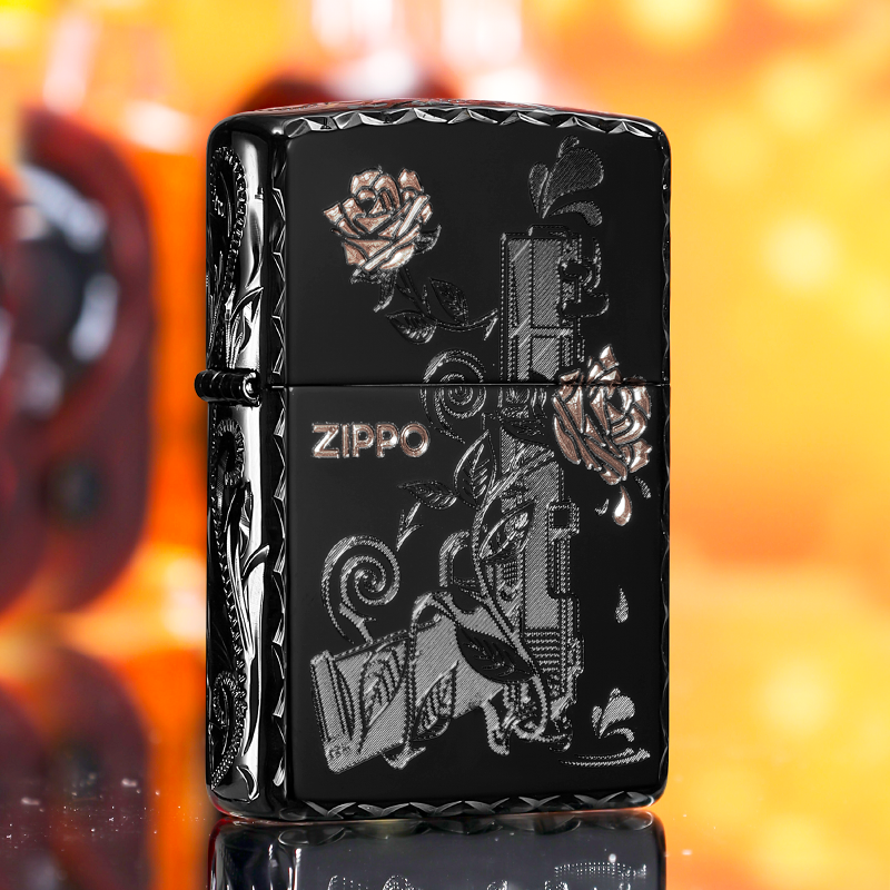 zippo打火机枪火蔷薇官方正品防风煤油送男生生日礼物圣诞送礼