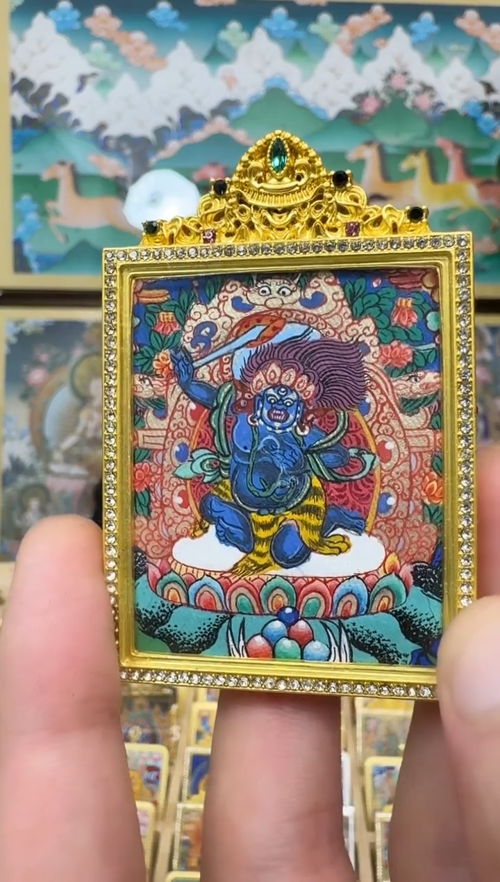 吊坠不动-热贡纯手绘唐卡吊坠