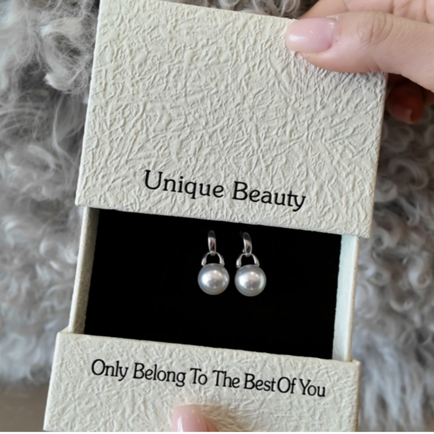 925银仿珍珠耳饰 向云谷明星同款珍珠耳环镀真白金925银针耳钉