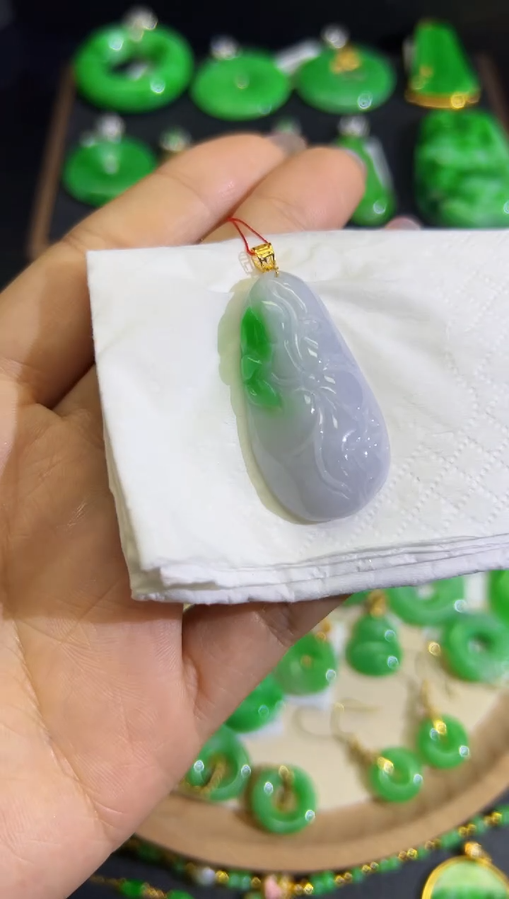 【闪购商品】翡翠颈饰18K金镶嵌Q缅料A货翡翠/支持复检/一件