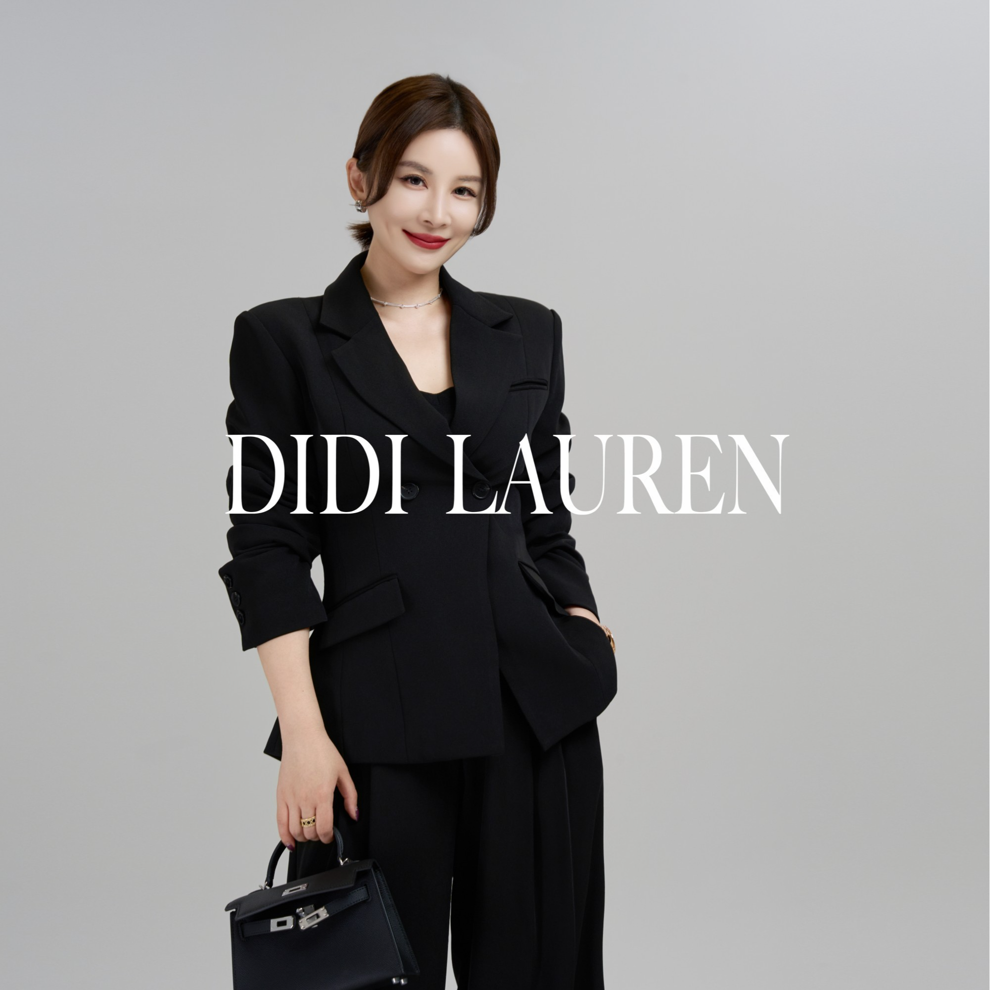 DIDI LAUREN“精英佳人”气质高定款沙漏腰黑色西装外套