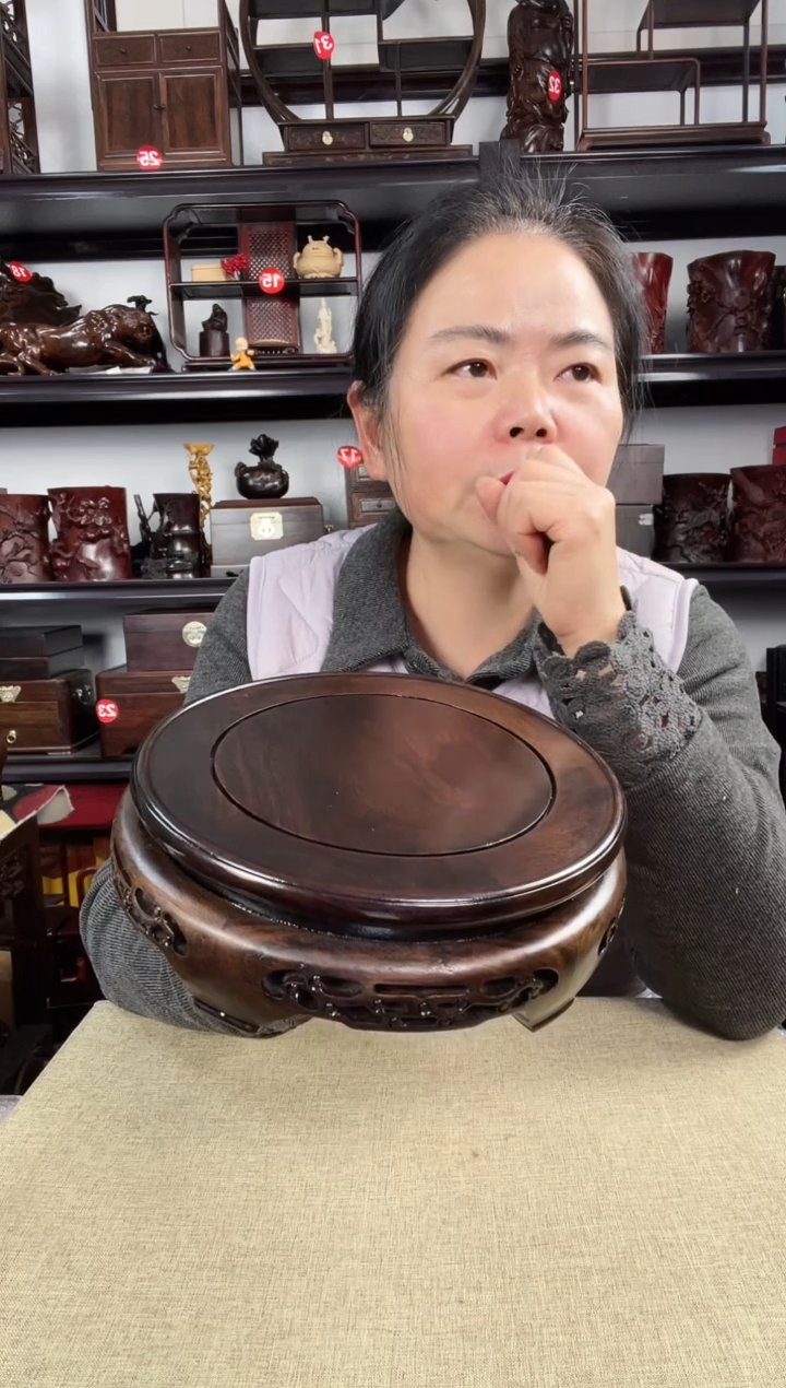 木马**功老李红木工艺品18公分细花2个