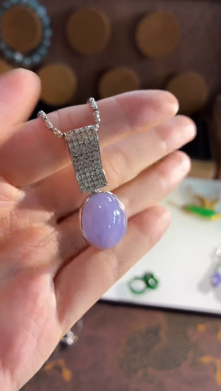 吊坠(不含链)18K金镶嵌翡翠吊坠