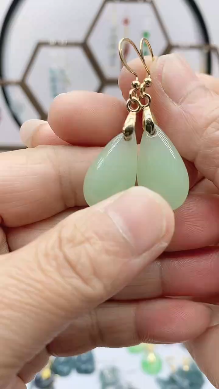 银S925镶嵌和田玉耳饰31