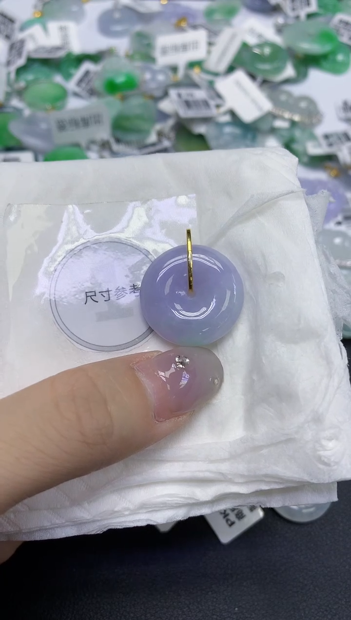 颈饰18K金镶嵌翡翠天然缅甸翡翠A货百元以上9元证书费自理