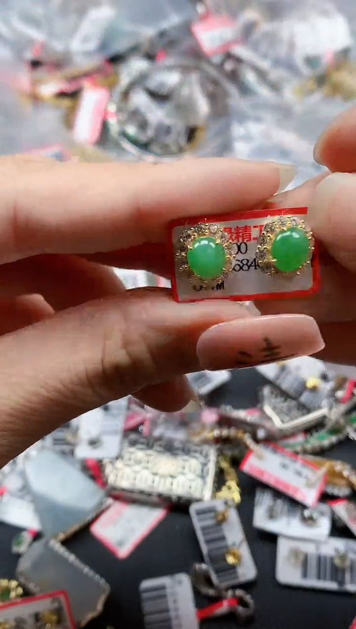 银S925镶嵌戒指翡翠天然A货缅甸翡翠