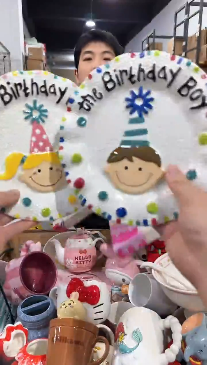 瓷片原盒B款生日盘子2件套