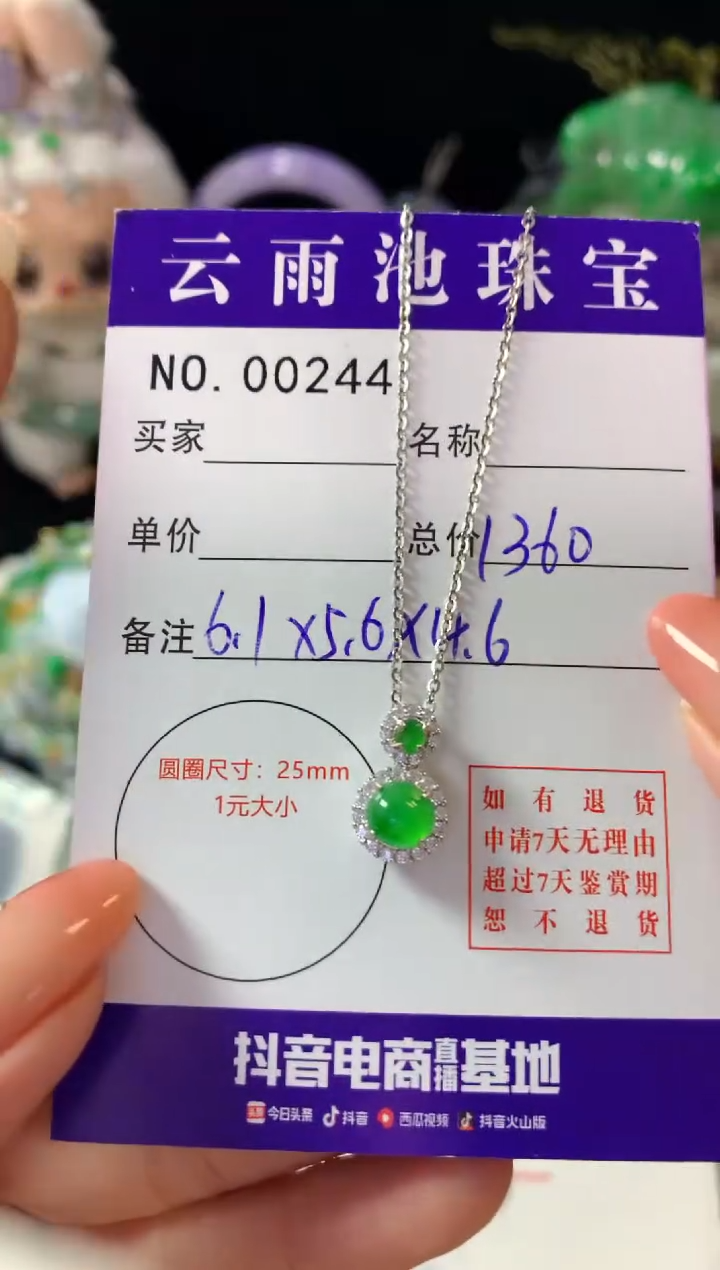 颈饰银S925镶嵌翡翠翡翠