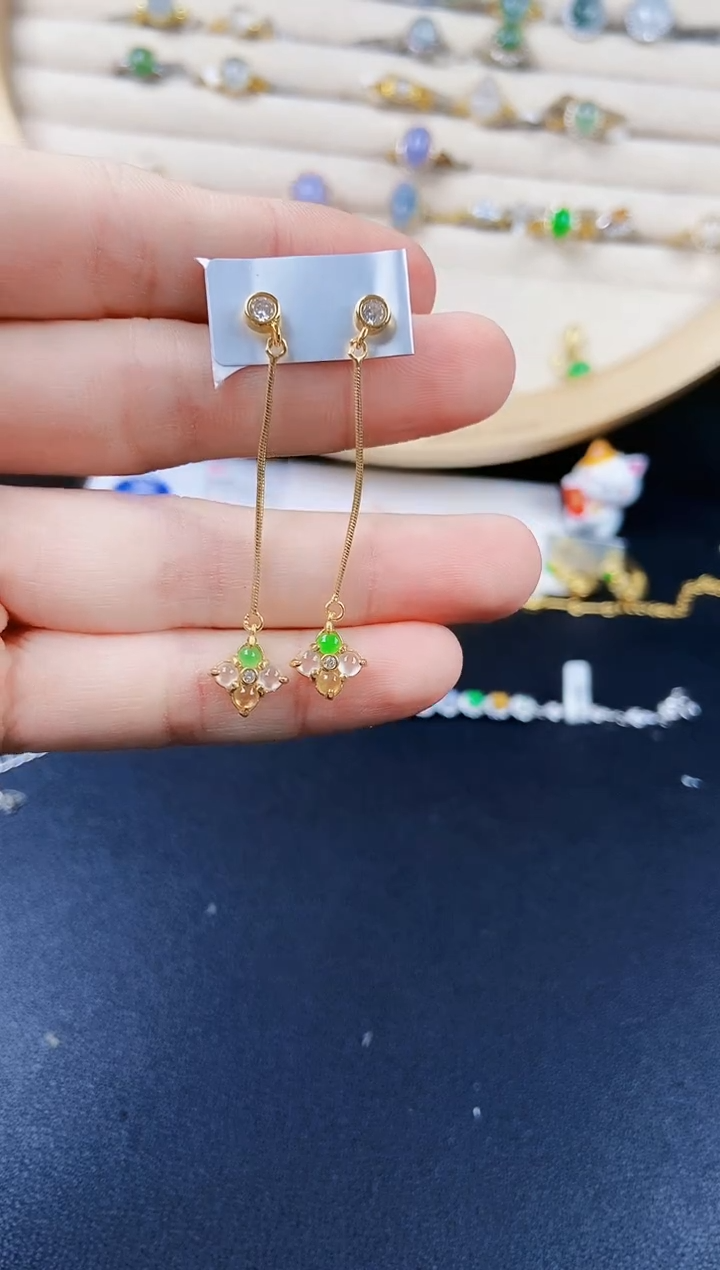 【闪购商品】翡翠银S925镶嵌耳饰64565464