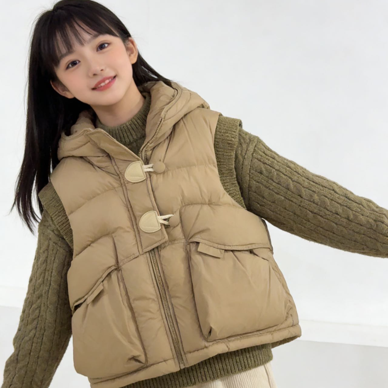 43042高端专享儿童冬款羽绒马甲可可糖（简）