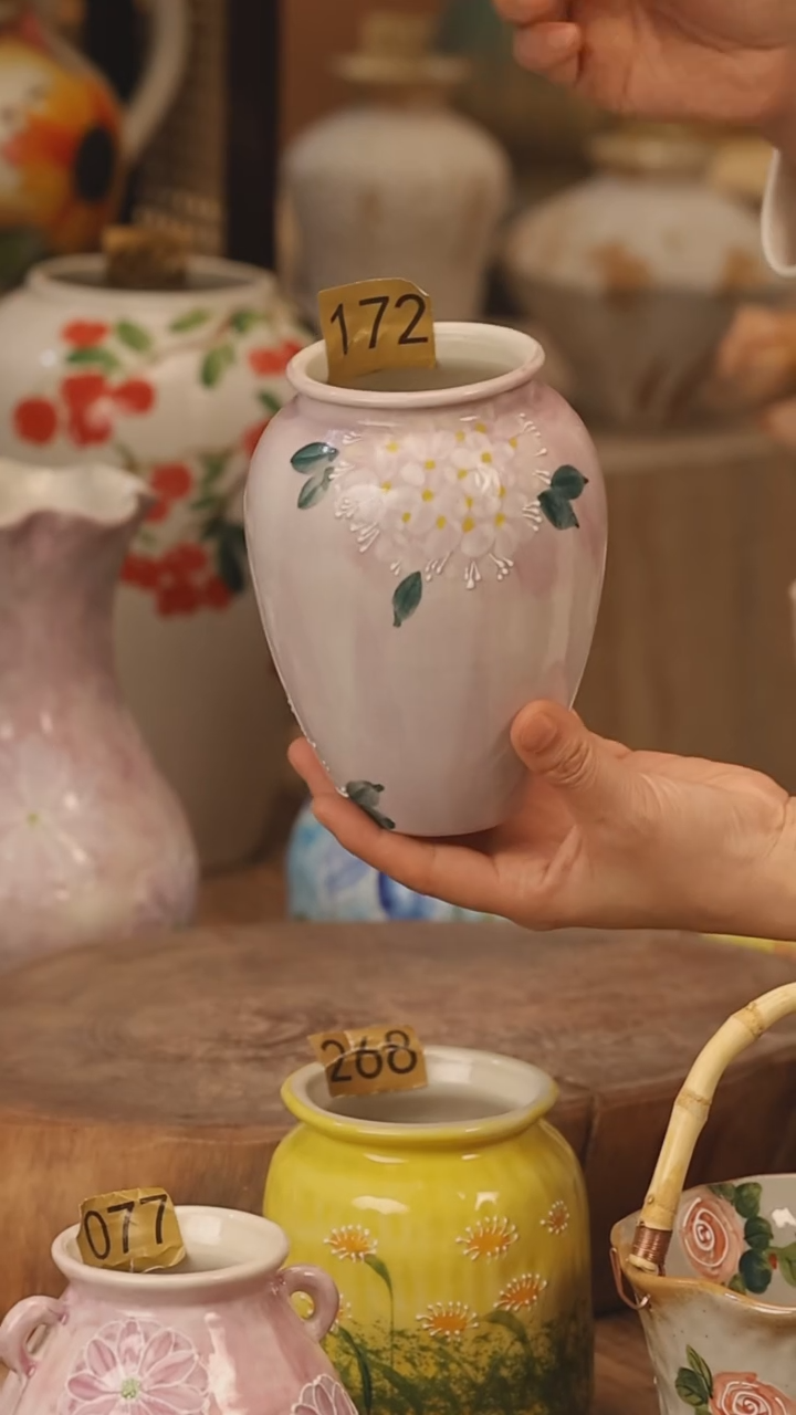 陶瓷景德镇设计师手作花器摆件侘寂风@M172@