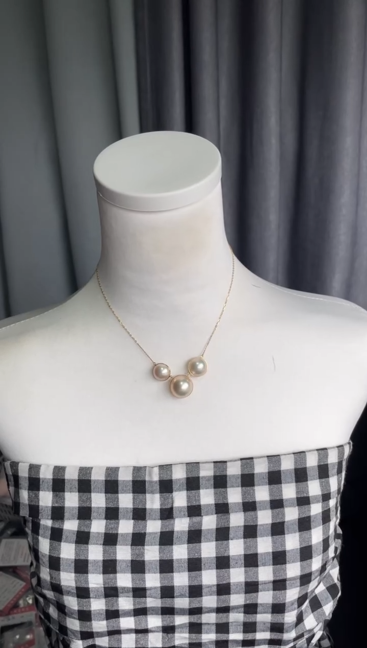 18K金镶嵌颈饰拼合珍珠（马贝珠）项链