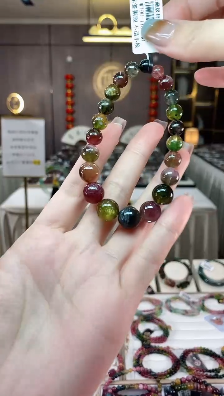 【闪购商品】碧玺西瓜单圈手串未镶嵌一物一证dan