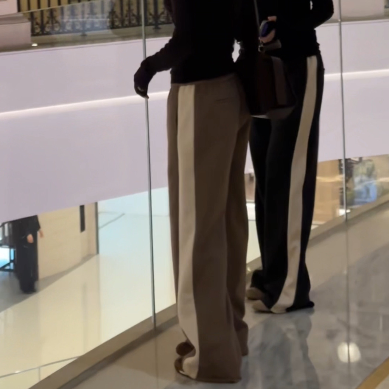 叮叮｜百搭宽松休闲撞色设计款拖地休闲裤1716