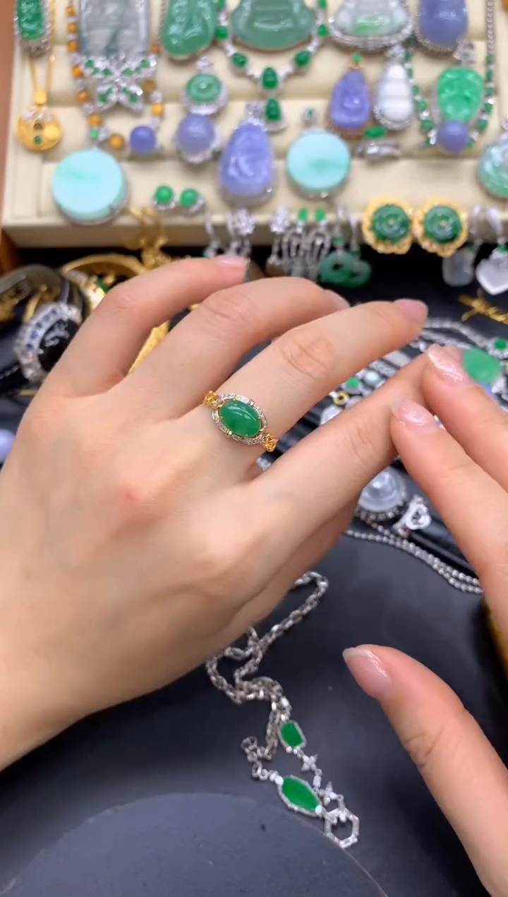 【闪购商品】翡翠戒指18K金镶嵌69-中国好珍宝